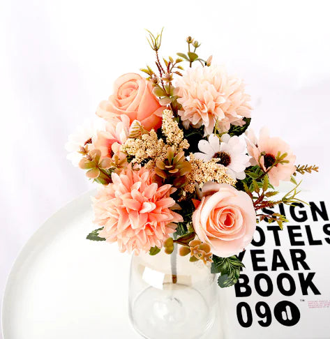 Artificial Flower Arrangement with Roses and Hydrangeas (One Piece)