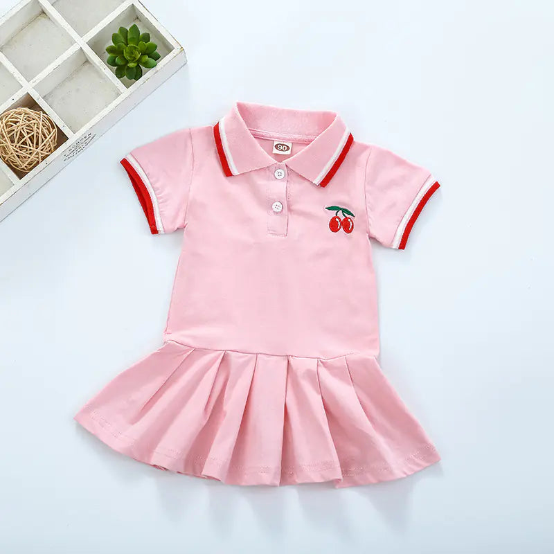 Short Sleeve Pleated Skirt Dress for Girls