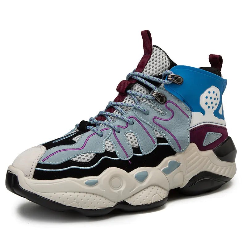Color Block Sneakers for Men - Dad Shoes with Height Boost