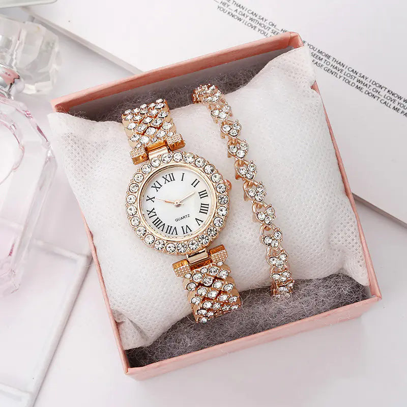 Fashion Roman Pattern Women's Diamond Quartz Watch