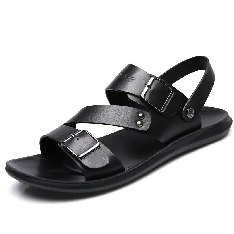 Stylish Casual Beach Sandals - Thick Sole Men's Leather