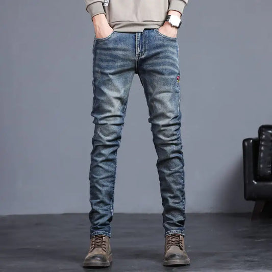 Youth Retro Embroidered Denim Trousers