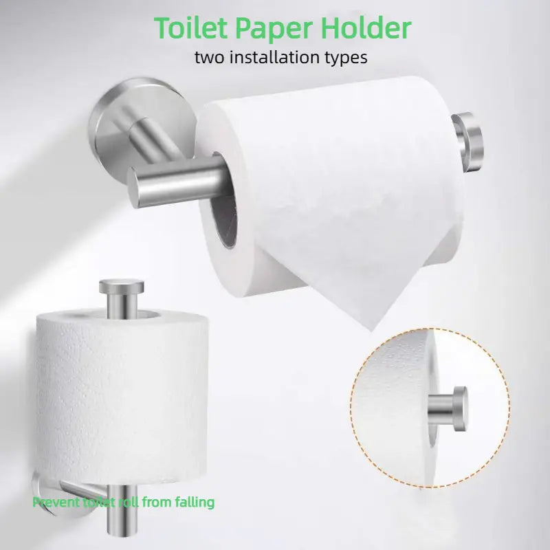 5pcs Matte Black Bathroom Hardware Set, Stainless Steel