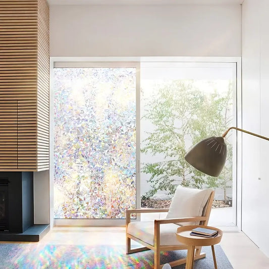 Crescent Privacy Window Film with Geometric Pattern