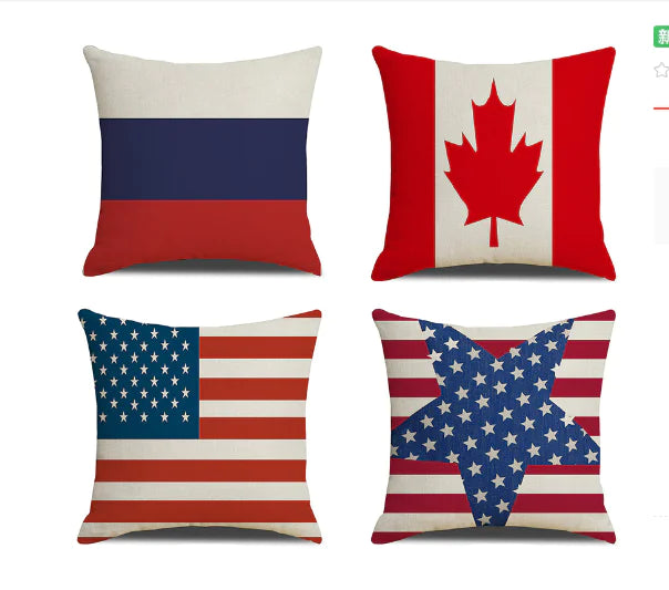 World Flag Linen Cotton Pillow for Car and Sofa Decor