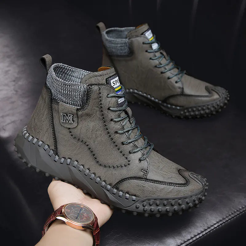 High Top Leather Platform Casual Shoes