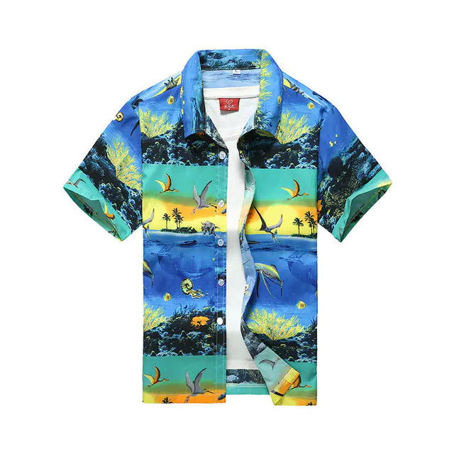2023 Men's Hawaiian Print Short Sleeve Quick Dry Shirt