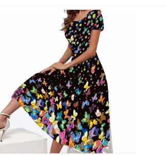 Elegant 3D Long Dress with Floral Print (One Piece)