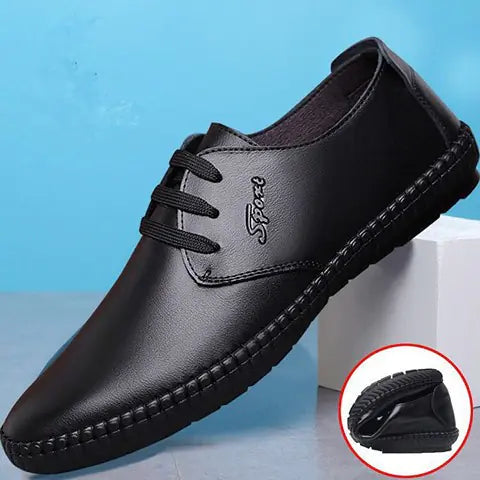 Men's Business Casual Leather Shoes with Breathable Laces