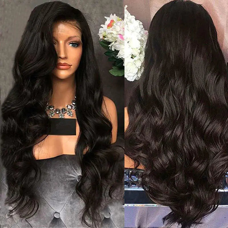 Medium Wavy Long Curly Fluffy Black Hair