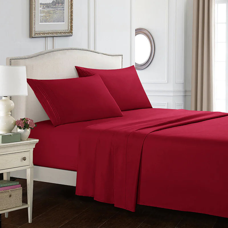 Queen Size Four-piece Set Embroidered Solid Color Bed Goods