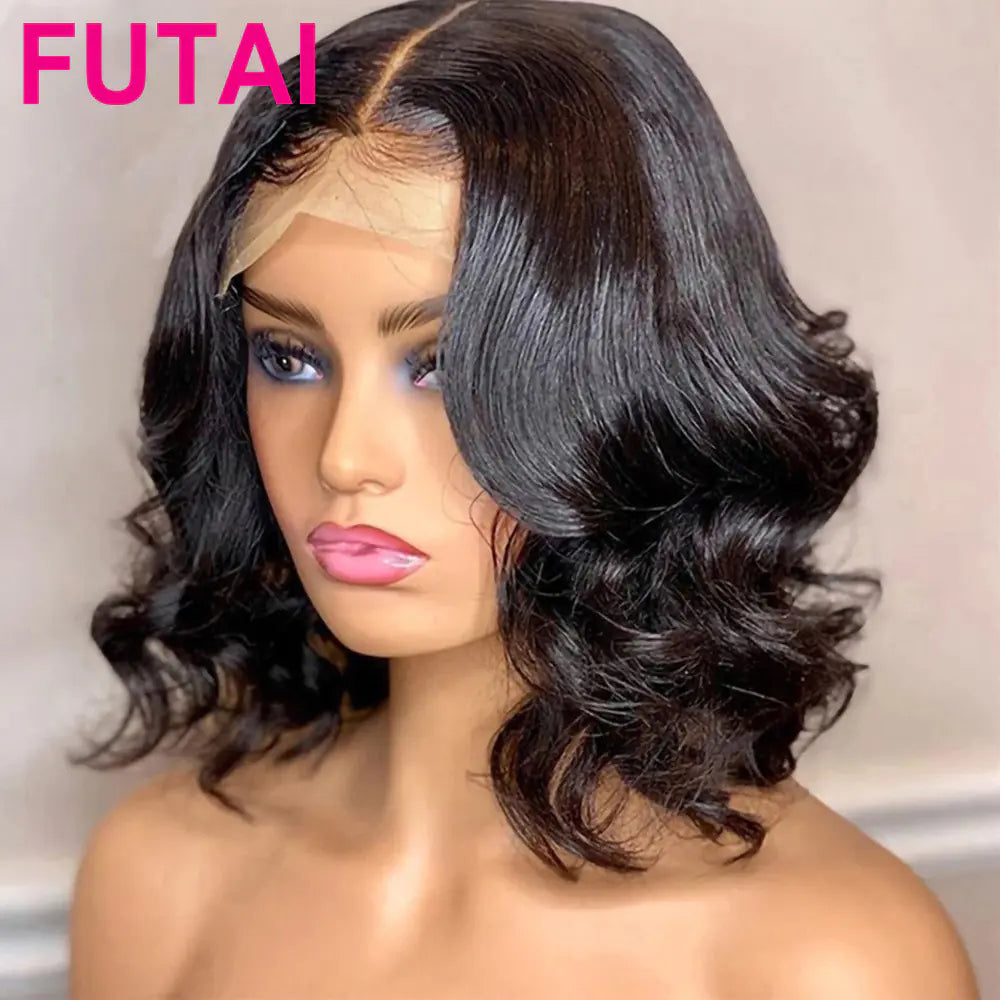 Short Body Wave Human Hair BOB Wig with Lace Front