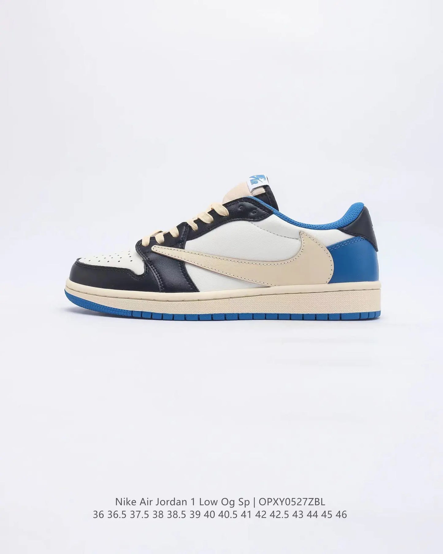 AJ1 Low Sneakers with White Blue Lightning Design