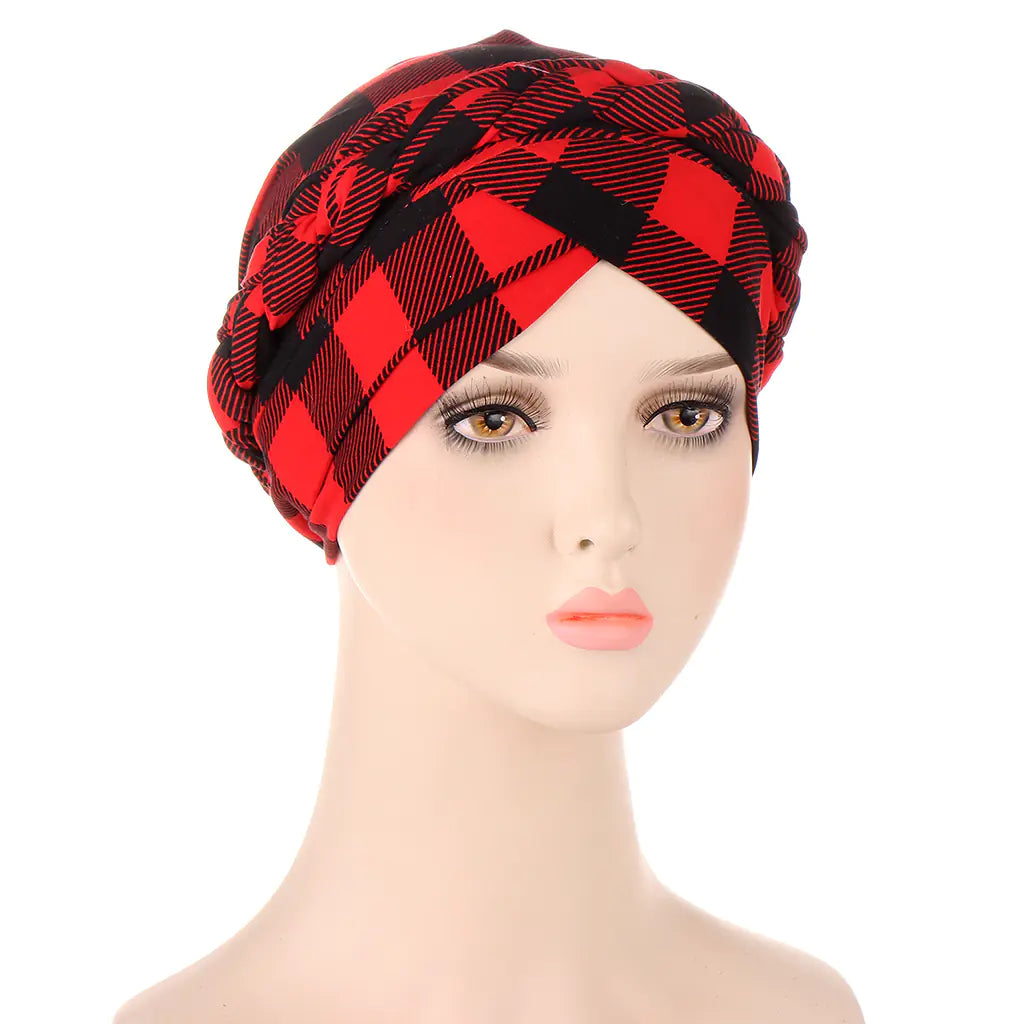 Tie-Dyed Short Braid Hair Turban Hat