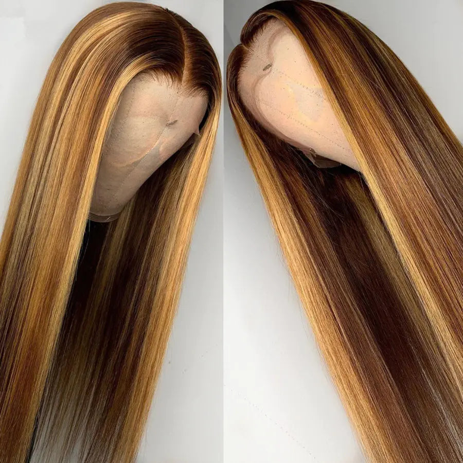 Gradient Long Straight Rose Wig for Women