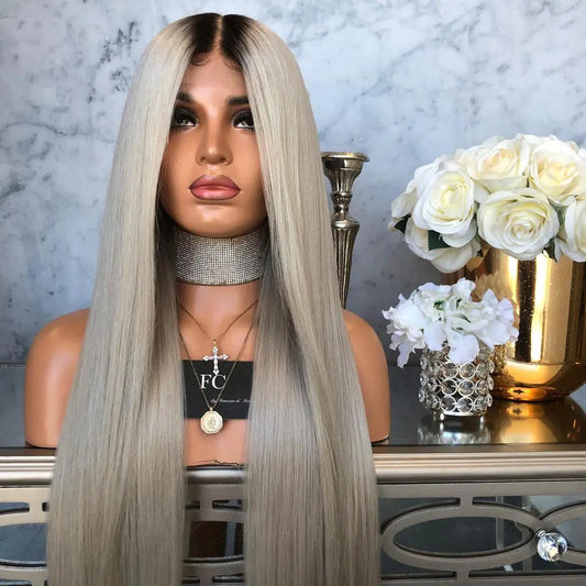 Fashionable Black to Gray Ombre Lace Front Wig for Women