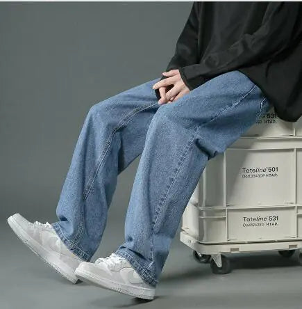 Men's Retro Straight Leg Denim Pants (One Piece)