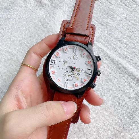 Muniti Quartz Watch - Waterproof Sports Leather Strap