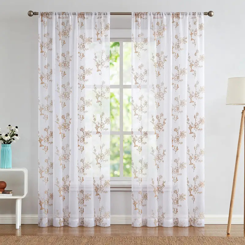 2 pcs Terrilon Rebecca Embroidered Curtains for Home Decor