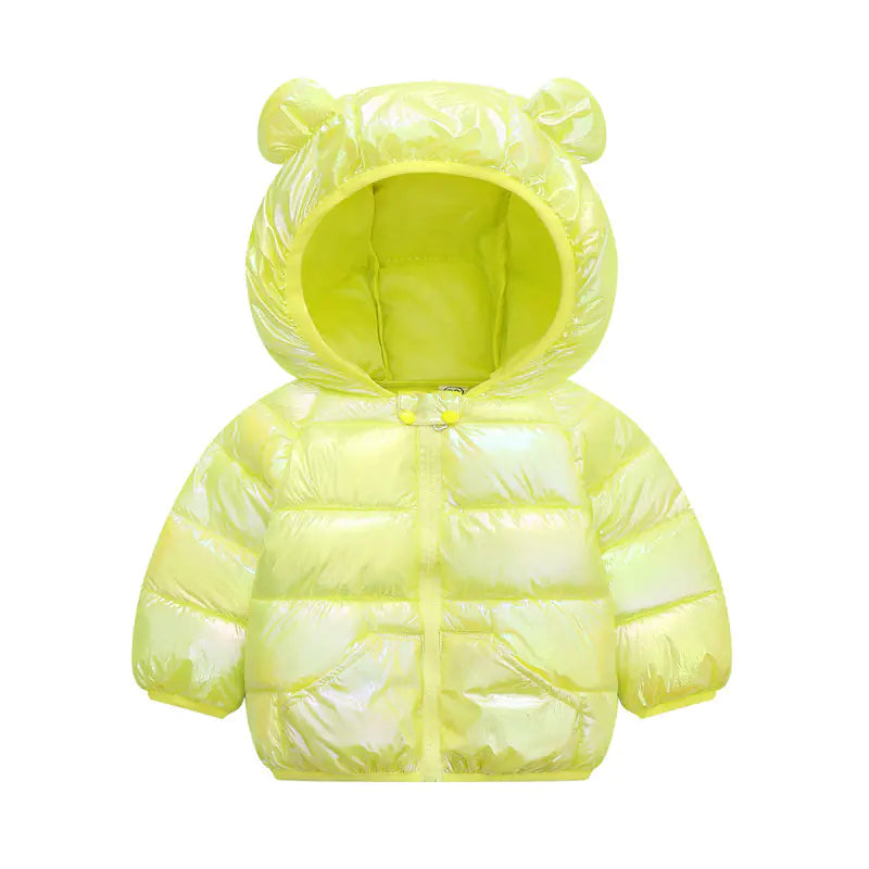 Holographic Puffer Jacket for Kids with Hood (One Piece)