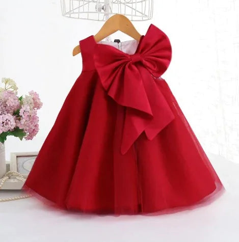 Big Bow Sleeveless Cocktail Dress for Baby Girls (One Piece)