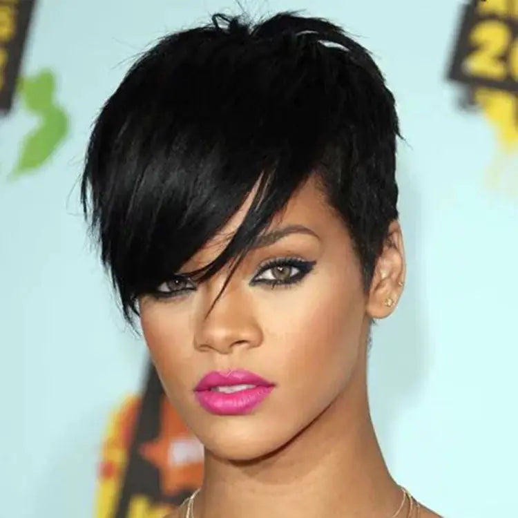 Short Straight Bob Wig with Side Bangs for Women