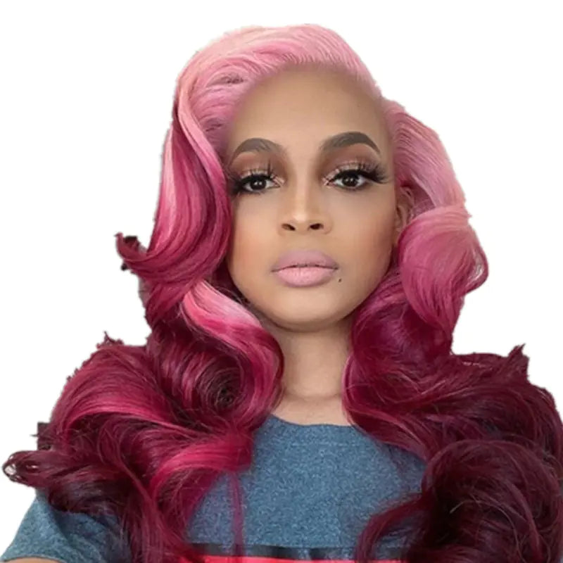 Gradient Purple Red Long Curly Hair Dye for All Hair Types