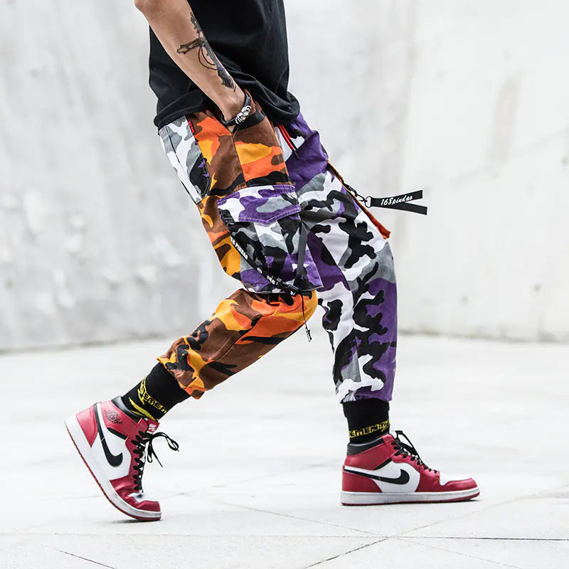 Men's Camo Cargo Joggers - Hip Hop Streetwear Pants