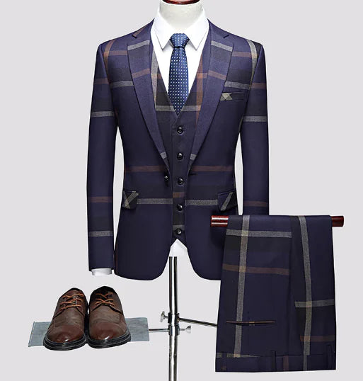 British Style 3-Piece Men's Suit (One Set)