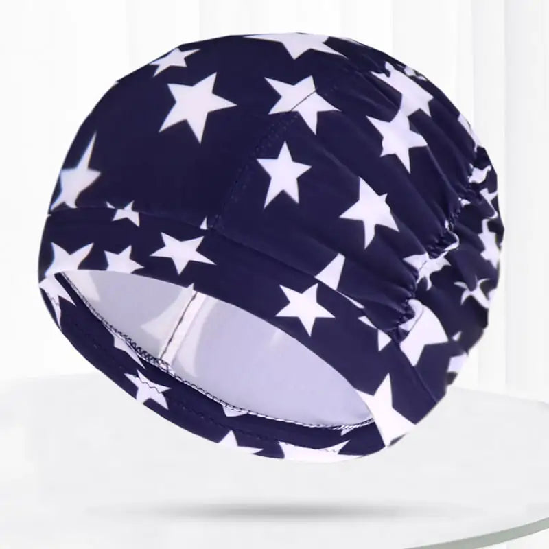 Pleated Swim Cap for Adults - Cute Print & Solid Color