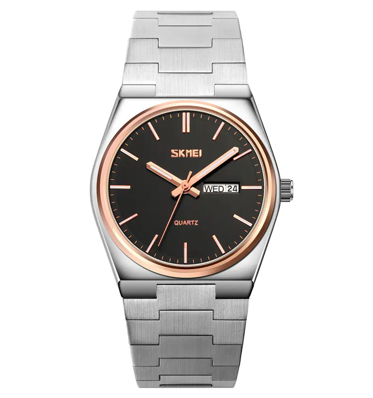Stylish Men's Steel Band Quartz Watch with Calendar