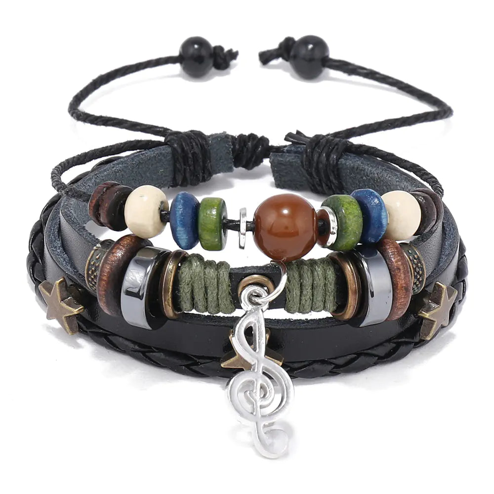 Multi-layer Beaded Leather Bracelet