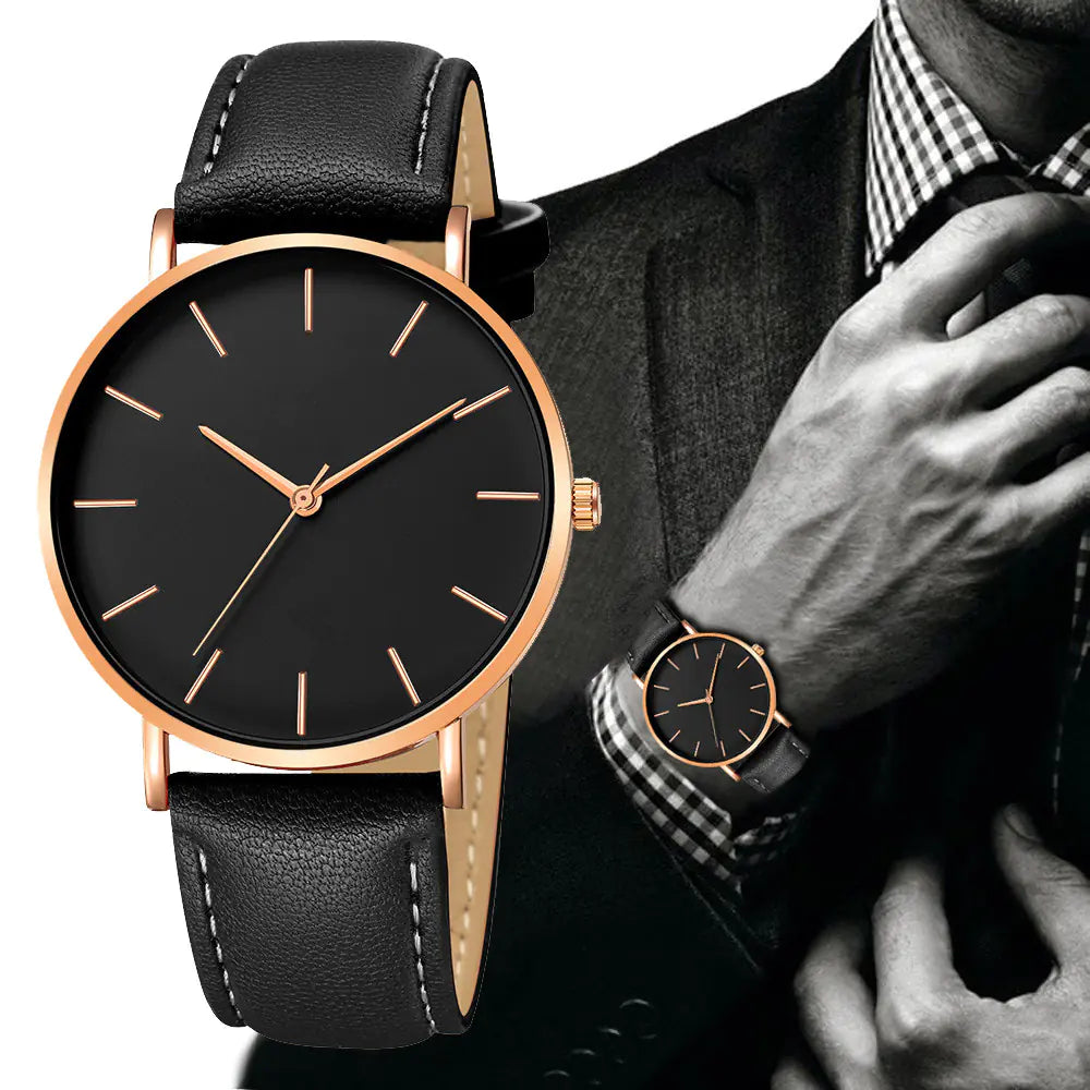 Casual Men's Business Quartz Watch with Fashion Belt
