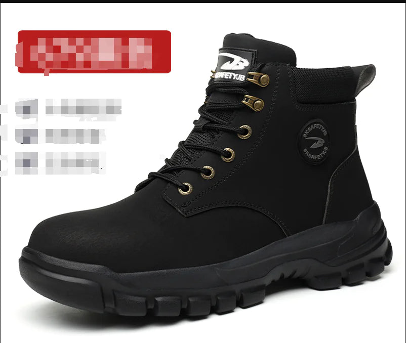Men's Steel Toe Work Boots - High Top Safety Shoes