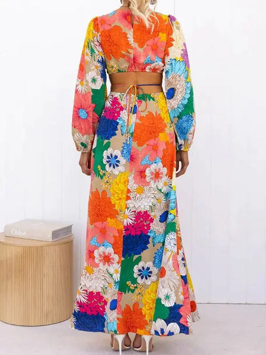 Senne Colorful Maxi Dress with Floral Design (One Piece)