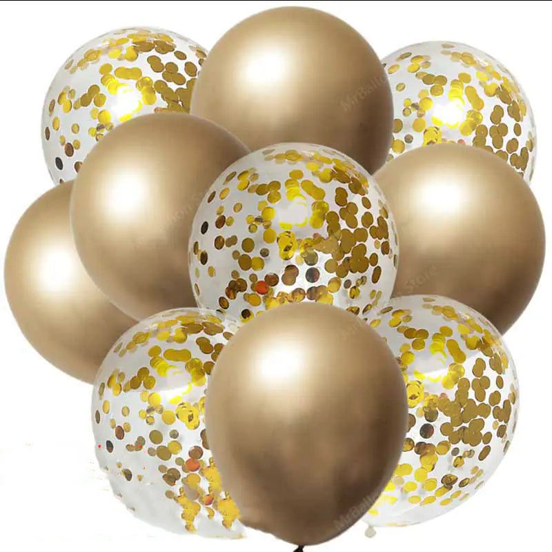Metallic Confetti Latex Balloons 12 Inch Set for Parties