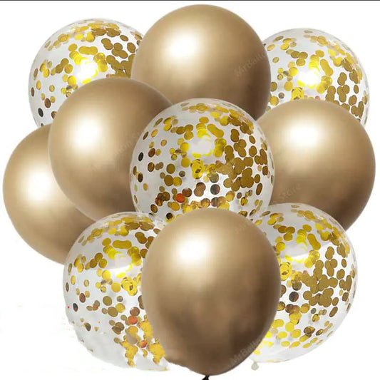Metallic Confetti Latex Balloons 12 Inch Set for Parties