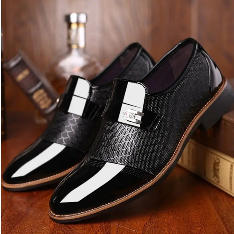 Men's Leather Classic Stylish Non-Slip Black Shoes
