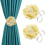 Cloth Flower Magnetic Curtain Tieback - Room Decor Pair