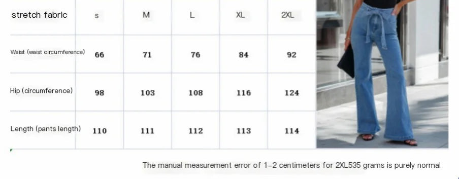 High Rise Bow Tie Tummy Control Flared Hem Jeans