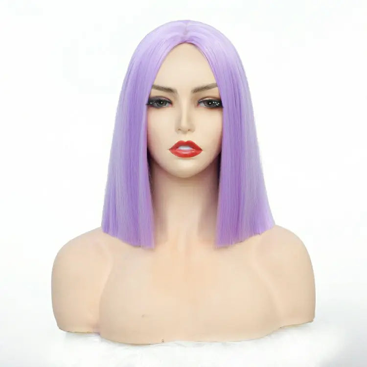 Purple Shoulder Length Straight Synthetic Fiber Wig