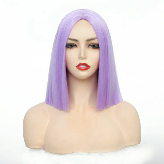Purple Shoulder Length Straight Synthetic Fiber Wig