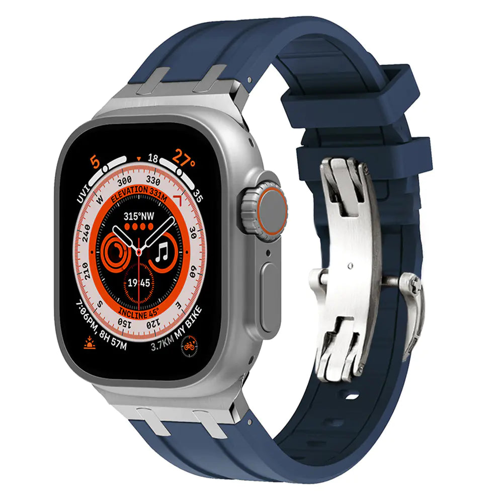 Liquid Silicone Strap with Butterfly Buckle for Apple Watch