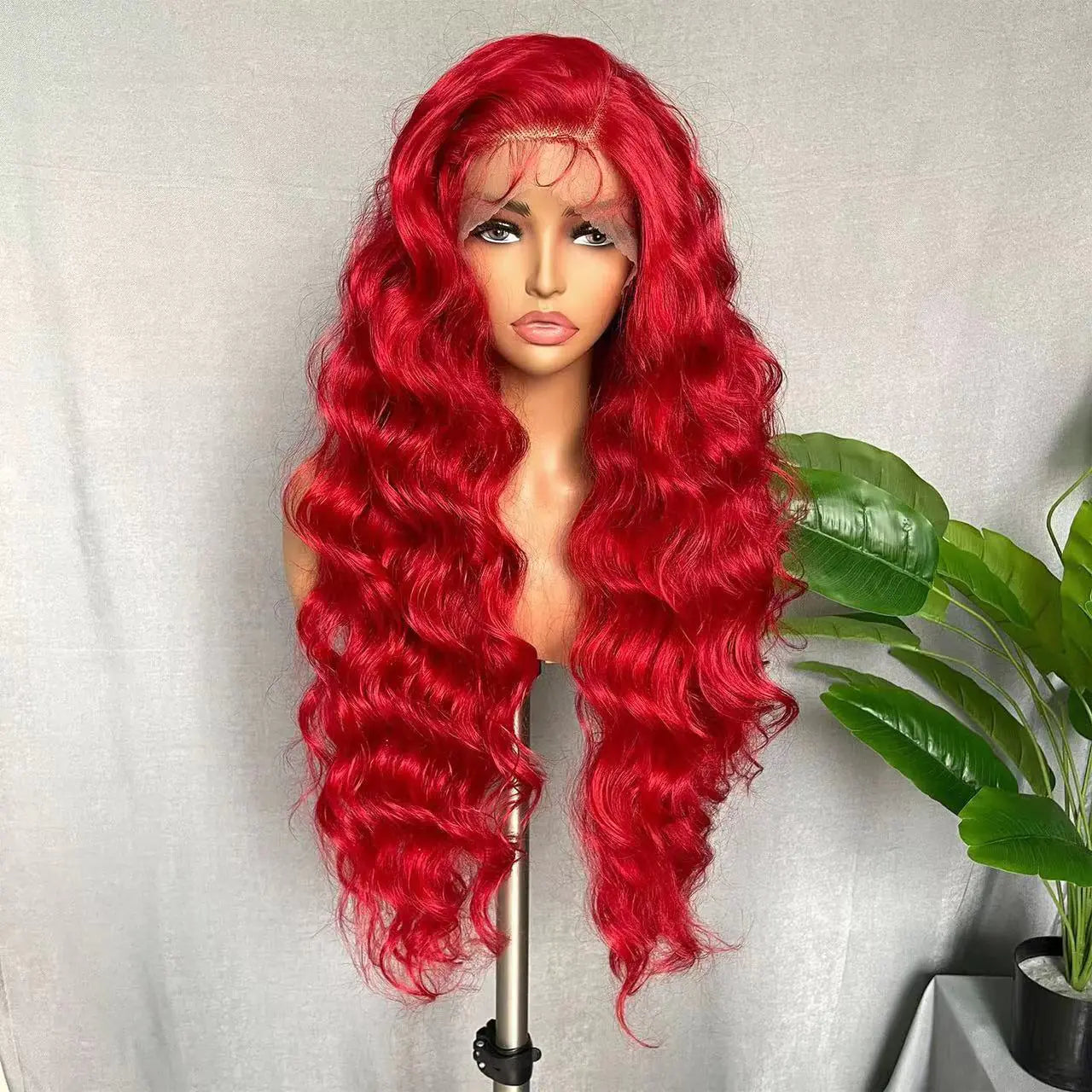 Red Long Curly Hair Big Wave Lace Hair Cover