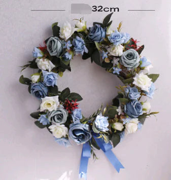 Realistic Silk Rose Wreath for Home Decor and Christmas