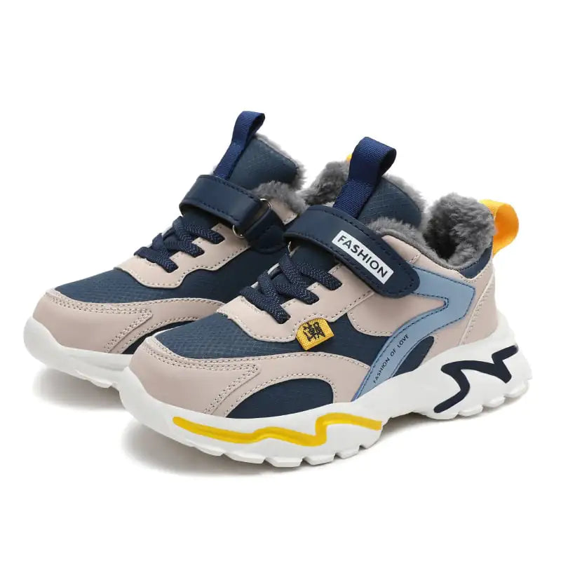 Winter Children's Leather and Velvet Sneakers