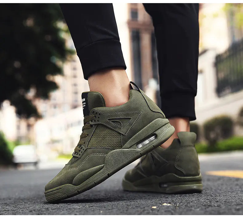 Men's Retro Leather Mid-Top Casual Running Shoes