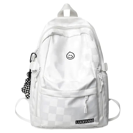 Plaid Nylon School and Travel Backpack for Women