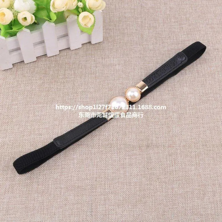 Pearl Waist Belt for Women - Elastic Decorative Design