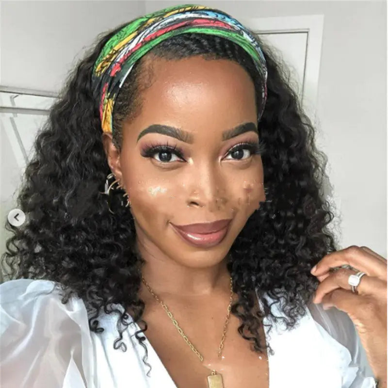 Turban Headband Mid-length Wigs for Africa & Europe